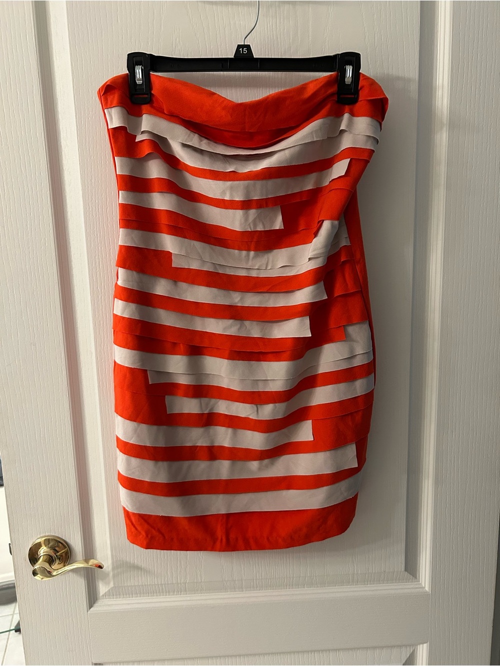 Nikibiki Orange and White Strapless Bodycon Dress